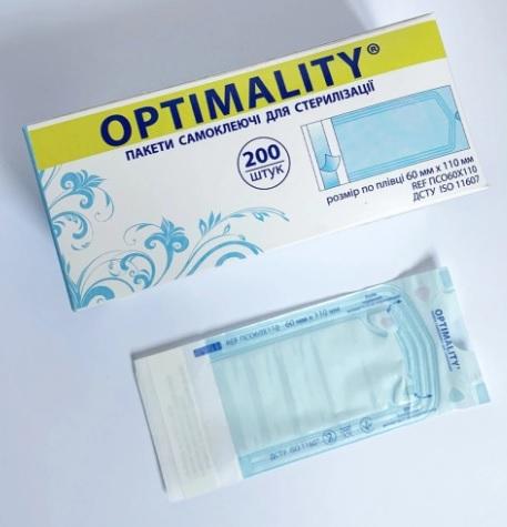 Пакет для стерилізації самоклеючий 60 мм × 110 мм., ТМ "OPTIMALITY"